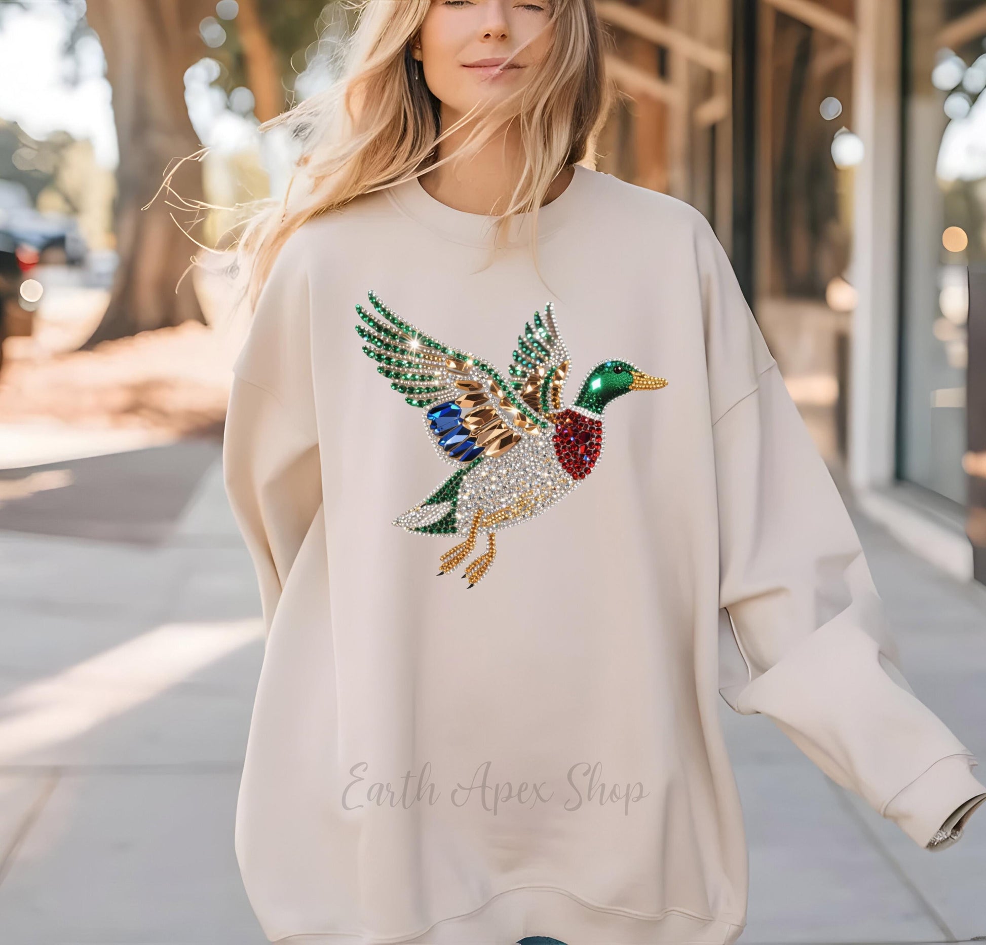 Rhinestone Duck PNG • T-Shirt Mug Sublimation Sparkly Bird Graphic