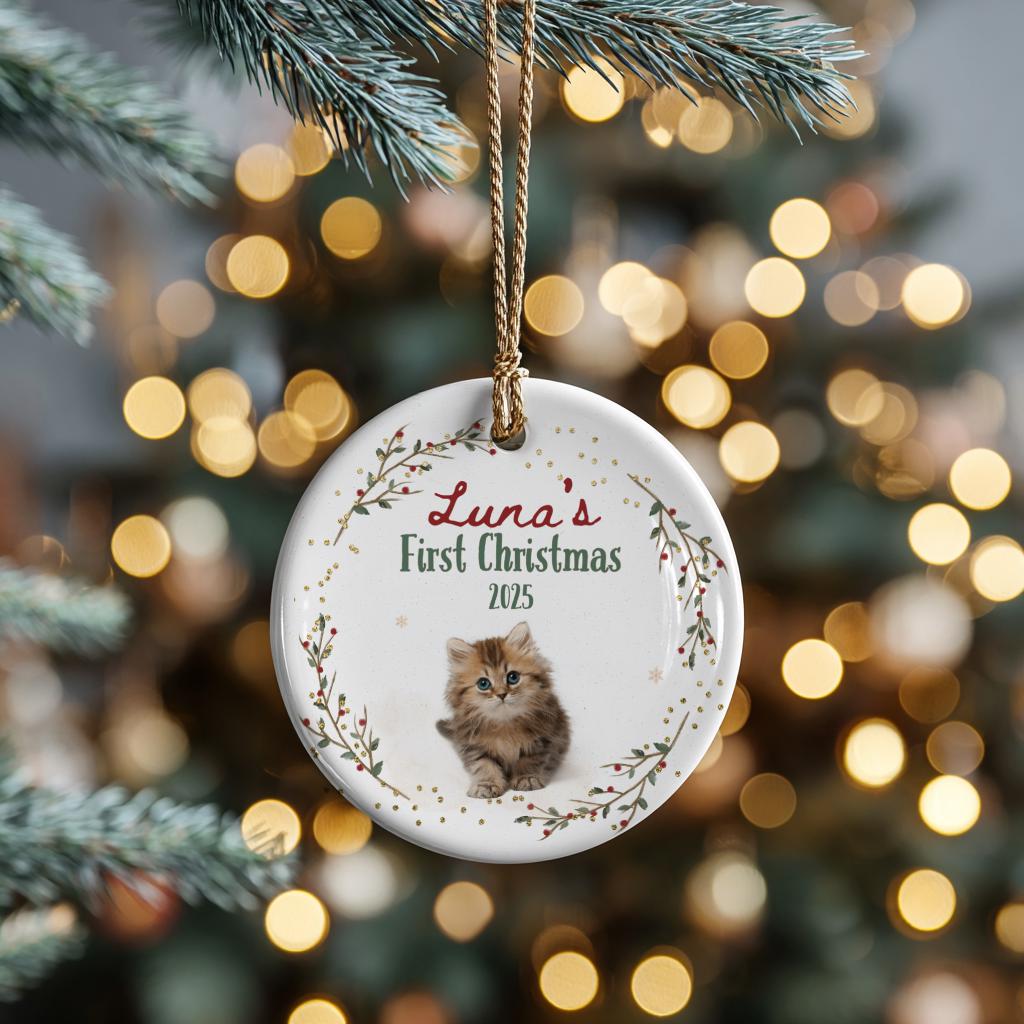 Personalized Cat Ornament • Custom Cat Photo • New Kitty Keepsake