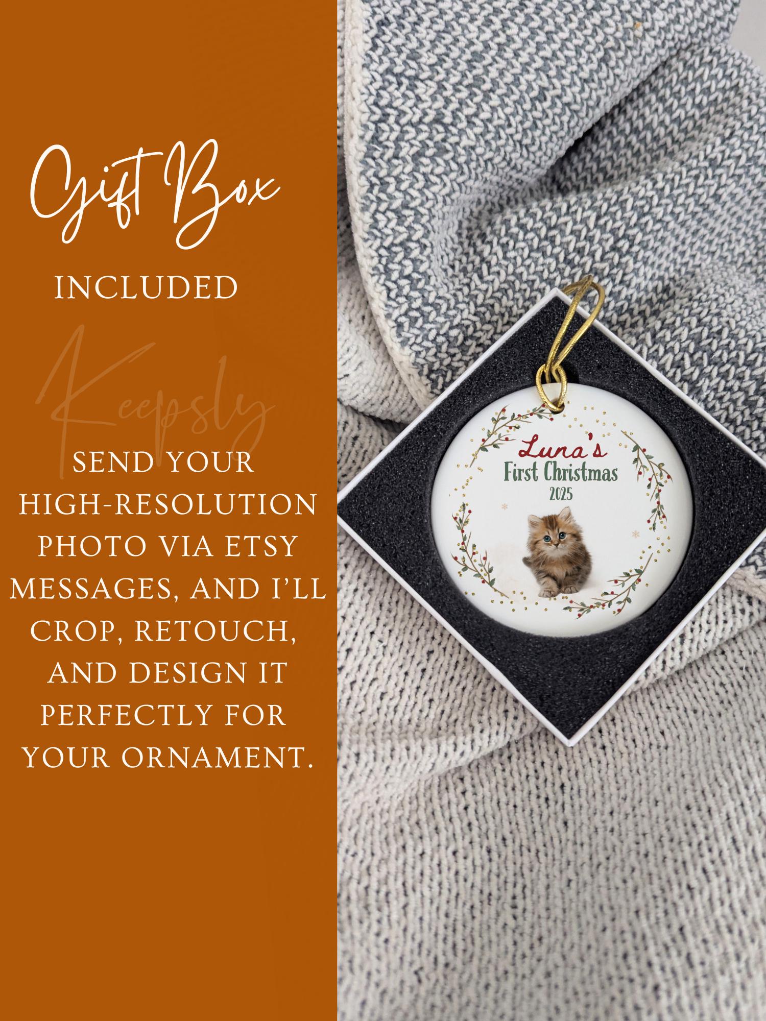 Personalized Cat Ornament • Custom Cat Photo • New Kitty Keepsake