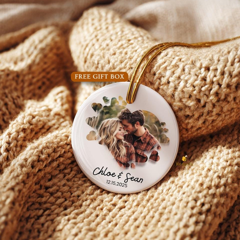 Couples ornament Personalized Photo Ornaments Mr Mrs Keepsake Engagement Gift