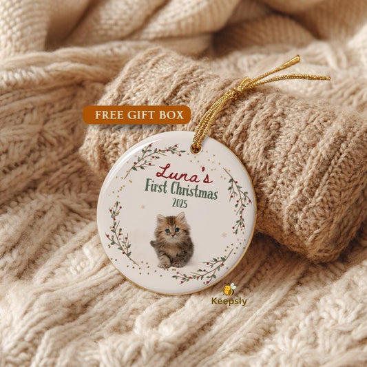 Personalized Cat Ornament • Custom Cat Photo • New Kitty Keepsake