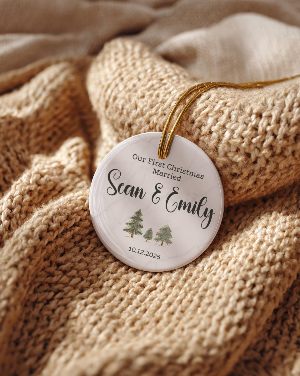 Married Ornament • Personalized Couple Keepsake • Custom Name Ornament 2026 • Newlywed Gift