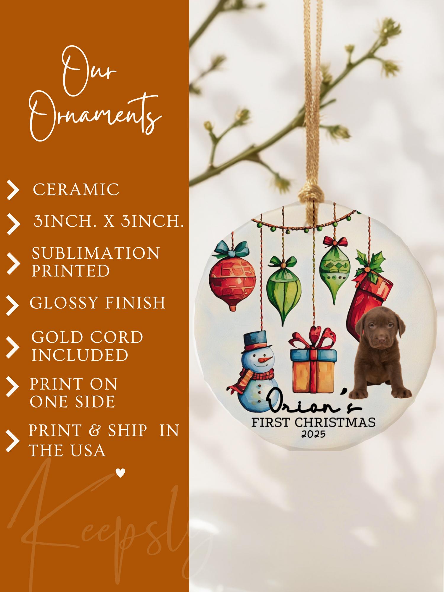 New Dog First Christmas Ornament • Custom Puppy Ornament Dog First Christmas Gift • Personalized Dog Photo Ornament