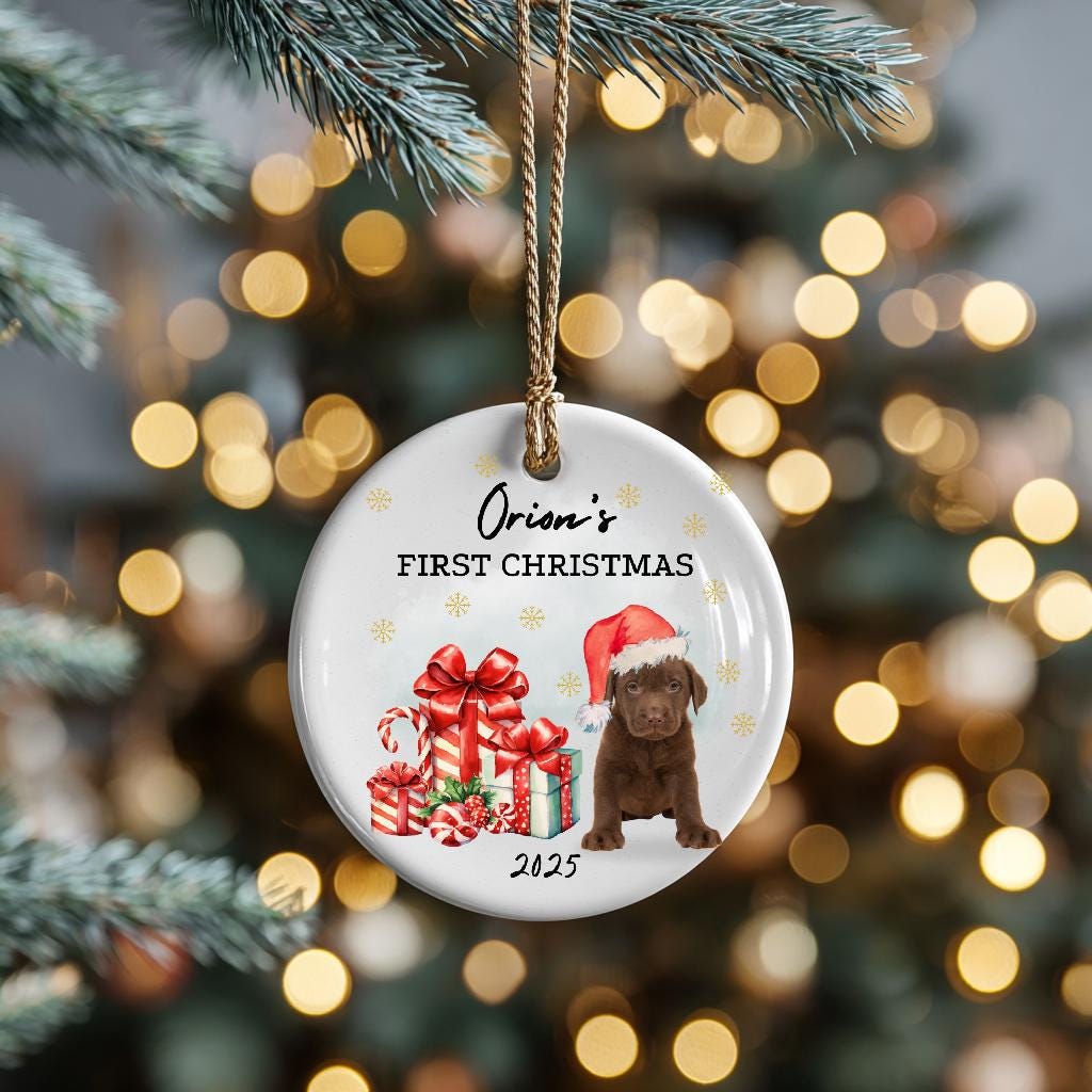 New Dog First Christmas Ornament • Custom Puppy Ornament Dog First Christmas Gift • Personalized Dog Photo Ornament