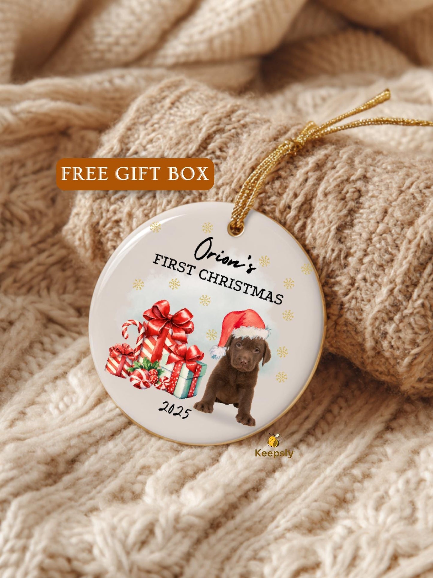 New Dog First Christmas Ornament • Custom Puppy Ornament Dog First Christmas Gift • Personalized Dog Photo Ornament