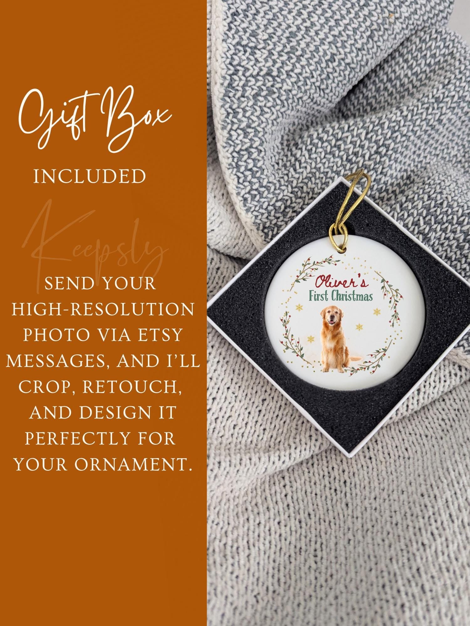 Personalized Dog Christmas Ornament • Custom Pet Photo Ornament • First Christmas Dog Ornament • Pet Memorial Gift • Holiday Keepsake