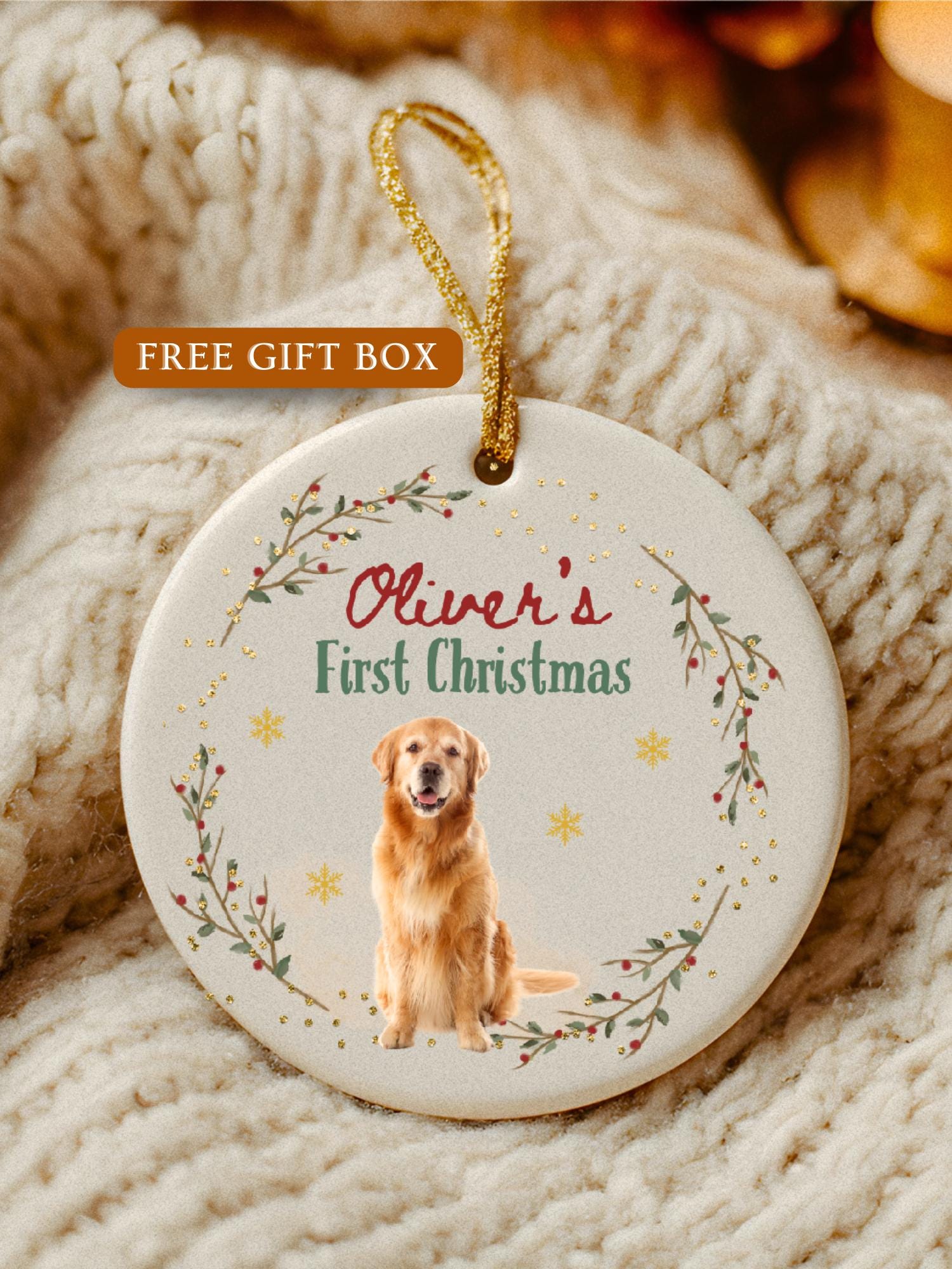Personalized Dog Christmas Ornament • Custom Pet Photo Ornament • First Christmas Dog Ornament • Pet Memorial Gift • Holiday Keepsake