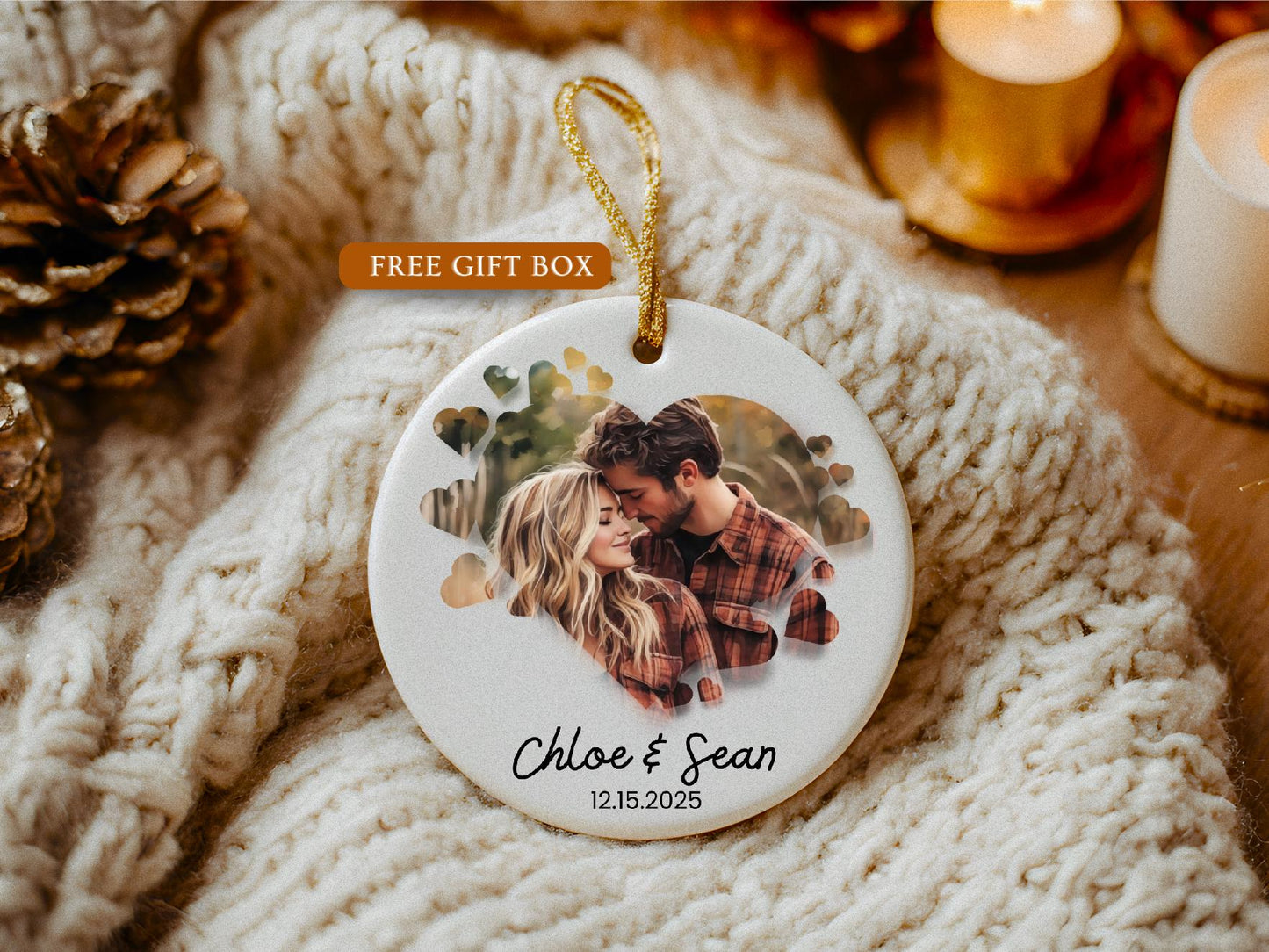 Couples ornament Personalized Photo Ornaments Mr Mrs Keepsake Engagement Gift