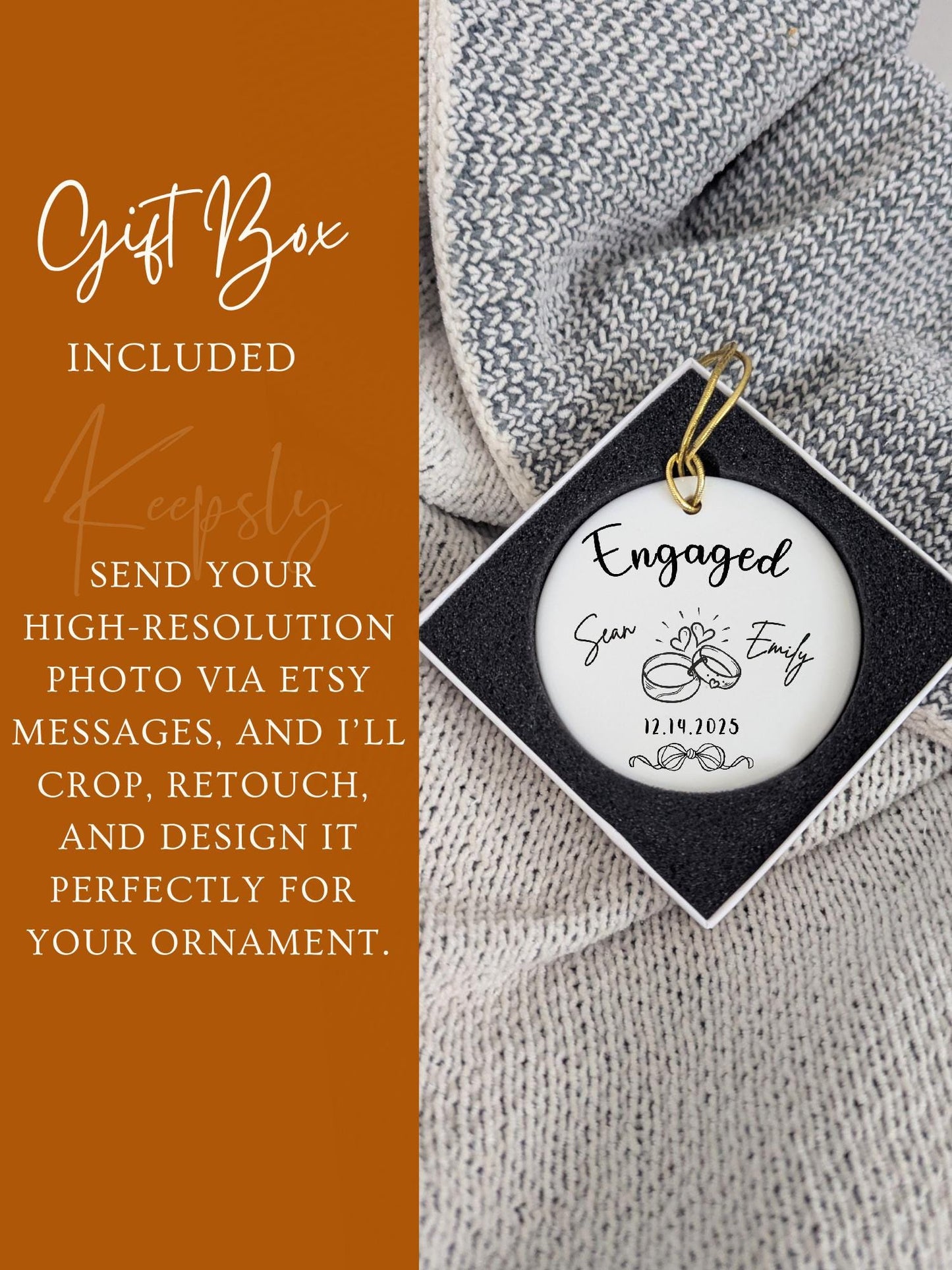 Engagement Ornament • Personalized Engaged Ornament Couples Keepsake Bridal Shower Gift
