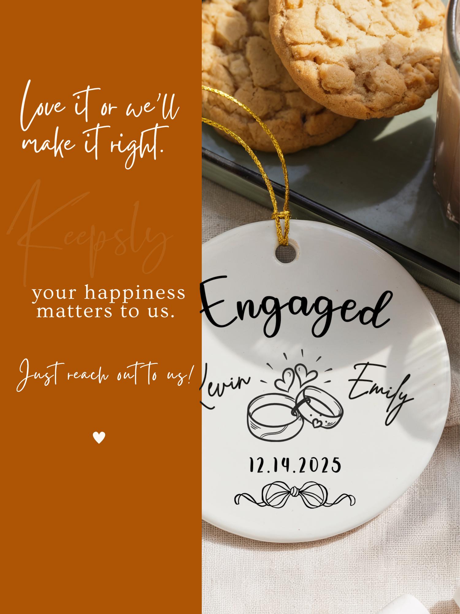Engagement Ornament • Personalized Engaged Ornament Couples Keepsake Bridal Shower Gift