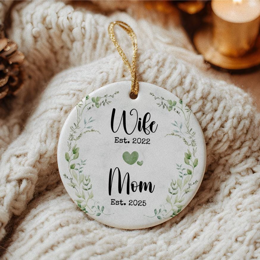 Personalized Wife Mom Ornament, First Mother's Day Gift, Vintage Floral Keepsake