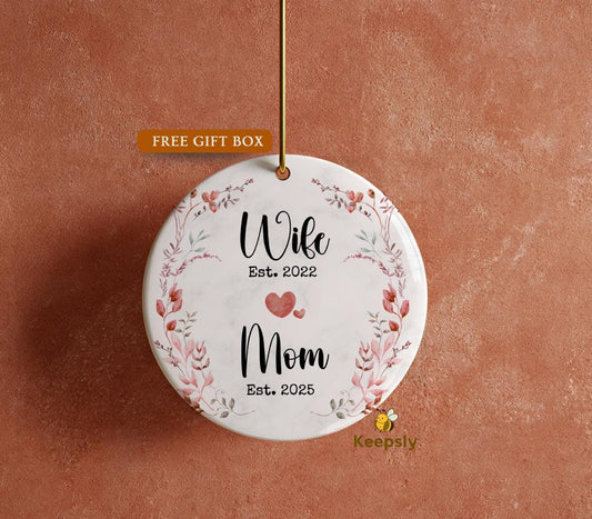 Personalized Wife Mom Ornament, First Mother's Day Gift, Vintage Floral Keepsake