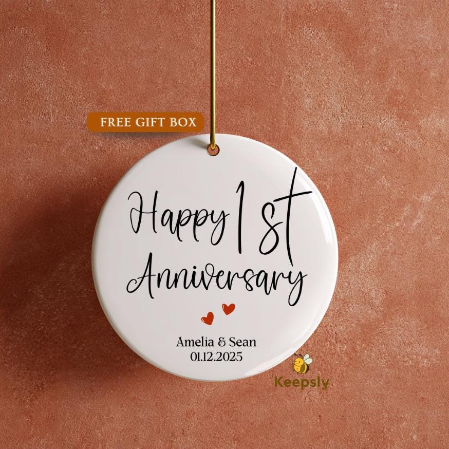 First Anniversary Ornament, Wedding Keepsake Gift