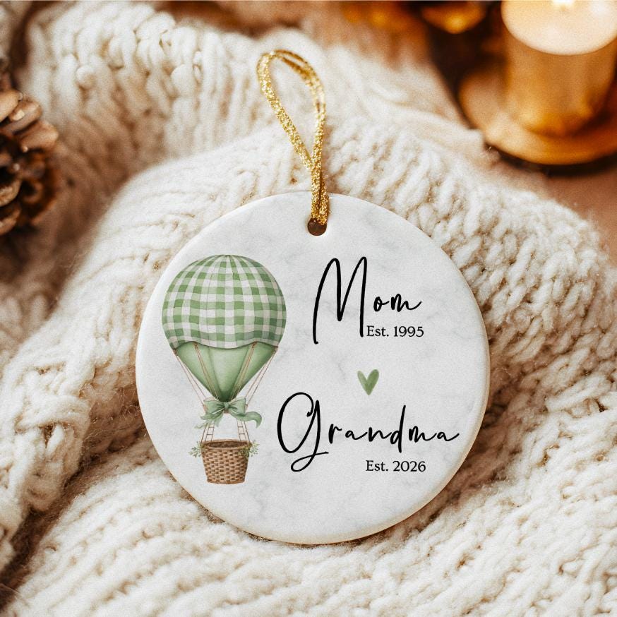 Personalized Grandma Ornament, Hot Balloon Nursery Keepsake, Mother's Day Gift