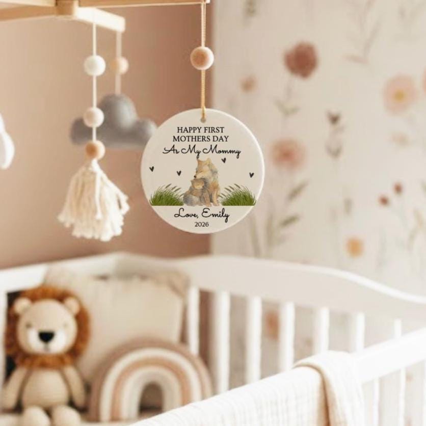 Personalized First Mothers Day Ornament, Mama Wolf Keepsake 2026