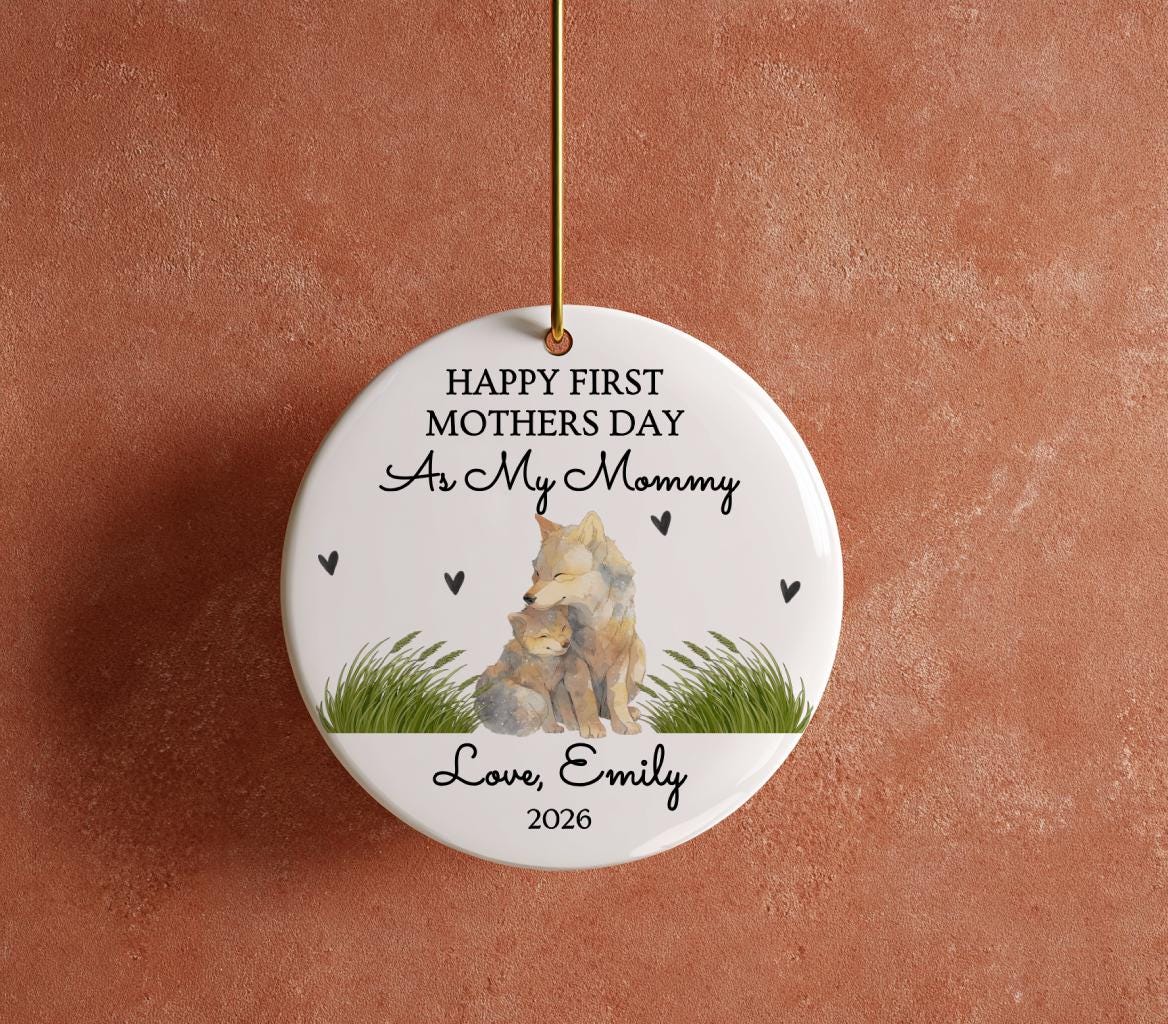 Personalized First Mothers Day Ornament, Mama Wolf Keepsake 2026