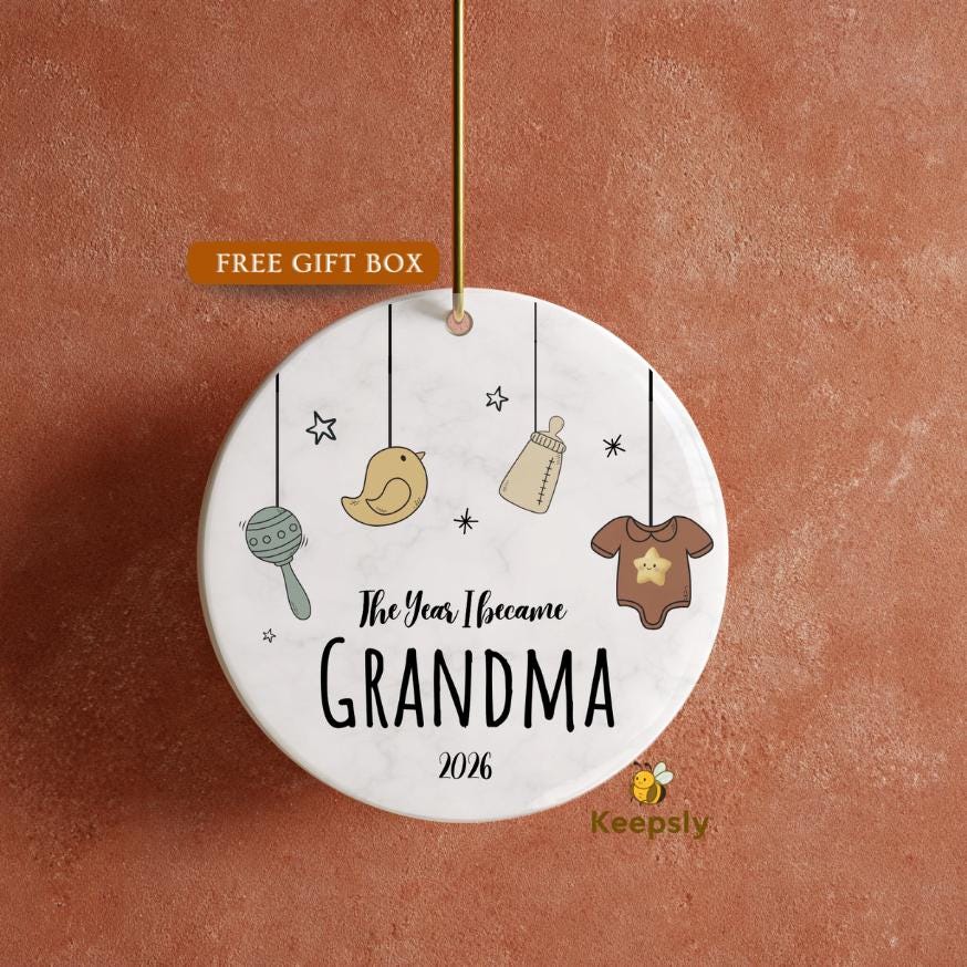 New Grandma Ornament: The Year I Became Grandmother, First Time Gigi Ornament Grandparents Keepsake