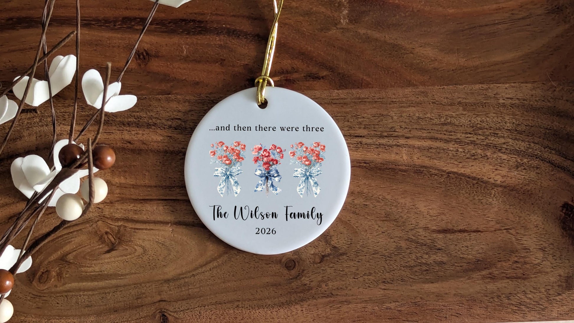 Personalized Family Ornament • Pregnancy Announcement Ornament • Baby Coming Soon Expecting Parents Gift