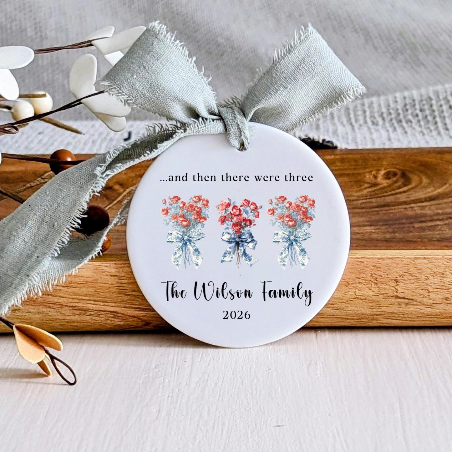 Personalized Family Ornament • Pregnancy Announcement Ornament • Baby Coming Soon Expecting Parents Gift