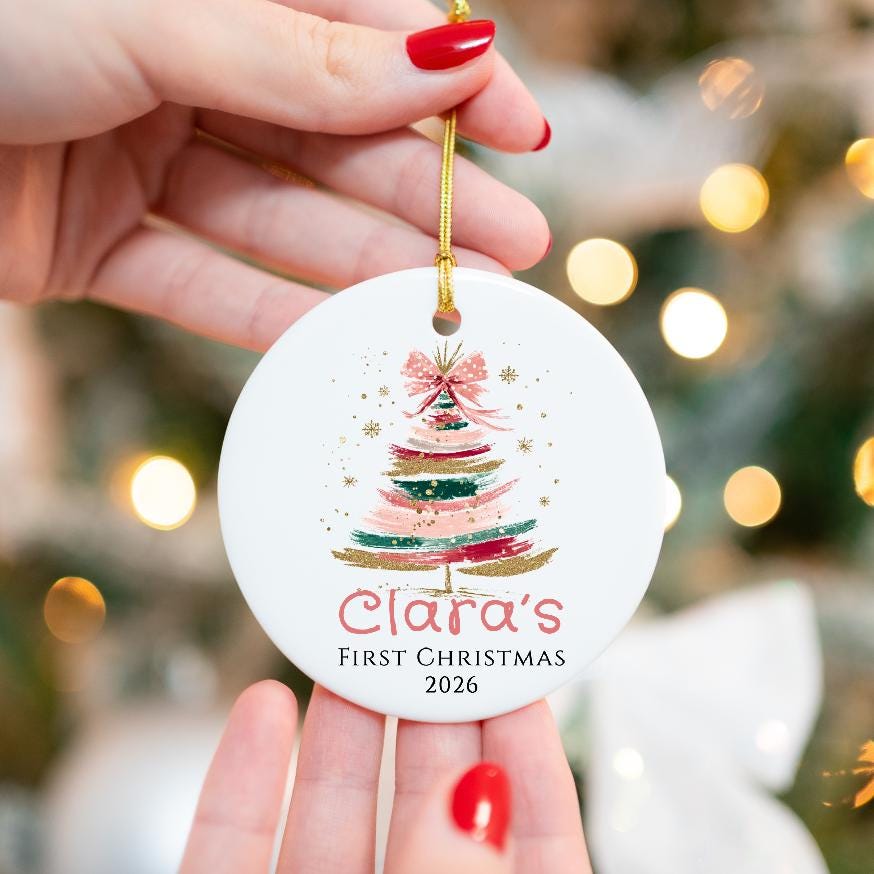 Baby's First Christmas Ornament 2026, Custom Name Baby Girl Shower Gift, Personalized New Parents