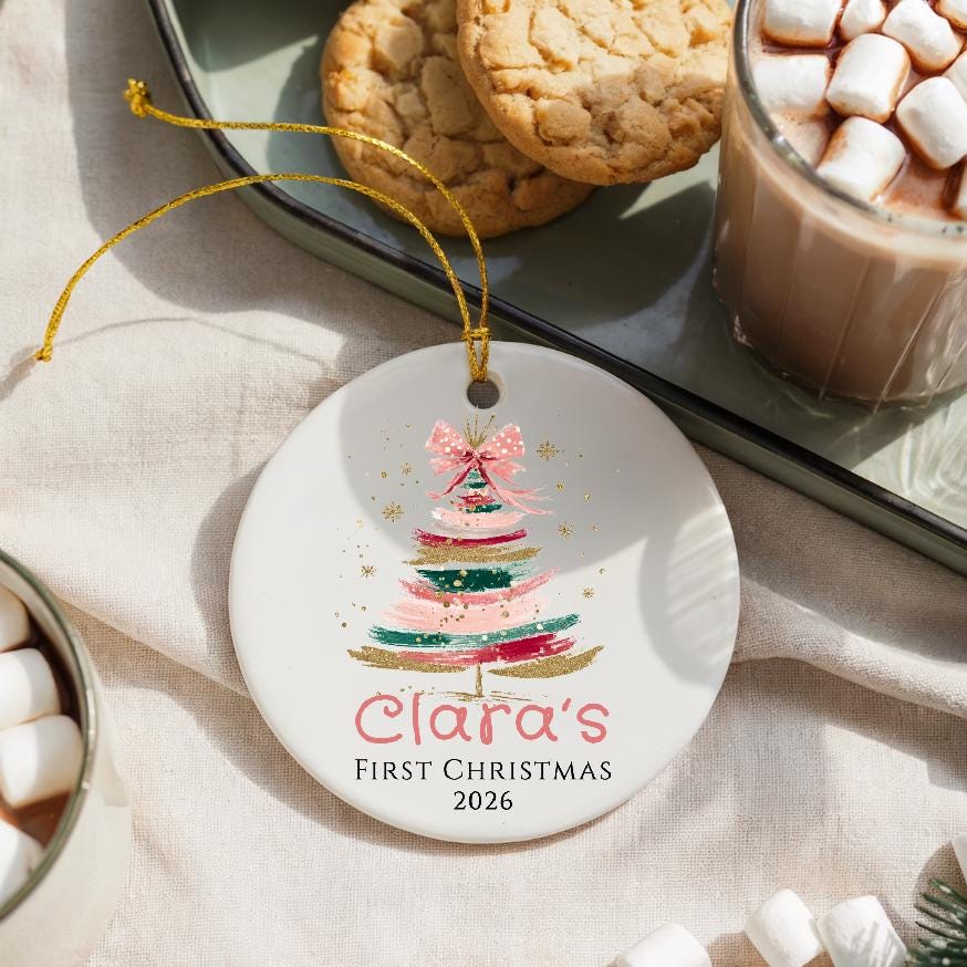 Baby's First Christmas Ornament 2026, Custom Name Baby Girl Shower Gift, Personalized New Parents