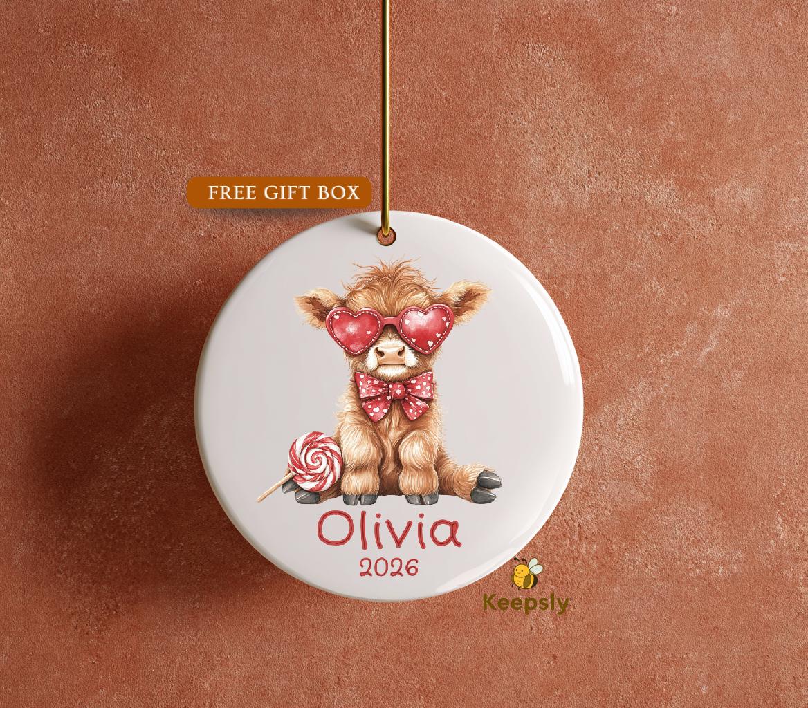 Highland Cow Trending Baby Gifts Western Nursery Sign Baby Girl Name Ornament