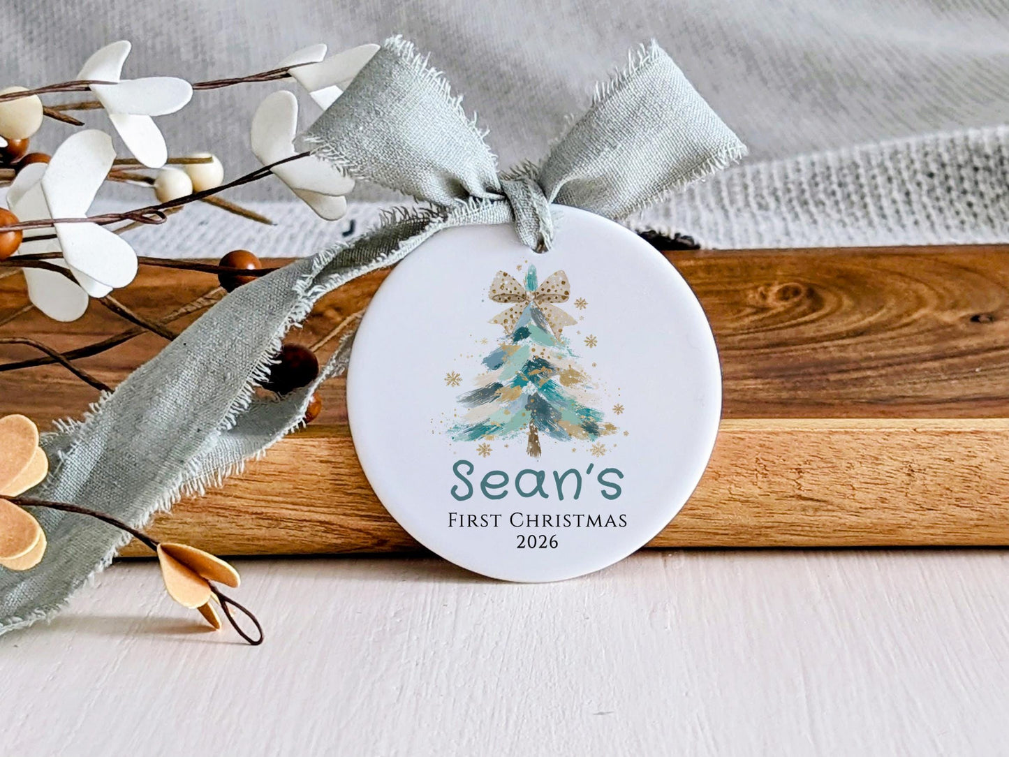 Baby's First Christmas Ornament 2026, Custom Name Baby Boy Shower Gift, Personalized New Parents