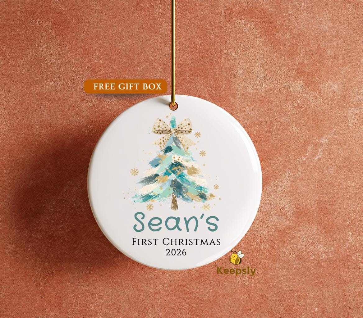 Baby's First Christmas Ornament 2026, Custom Name Baby Boy Shower Gift, Personalized New Parents