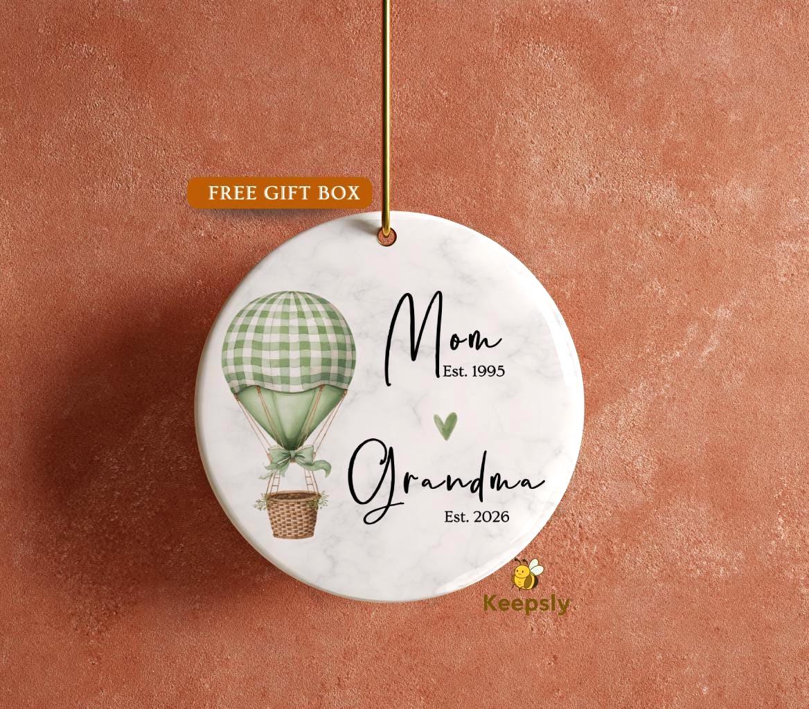 Personalized Grandma Ornament, Hot Balloon Nursery Keepsake, Mother's Day Gift