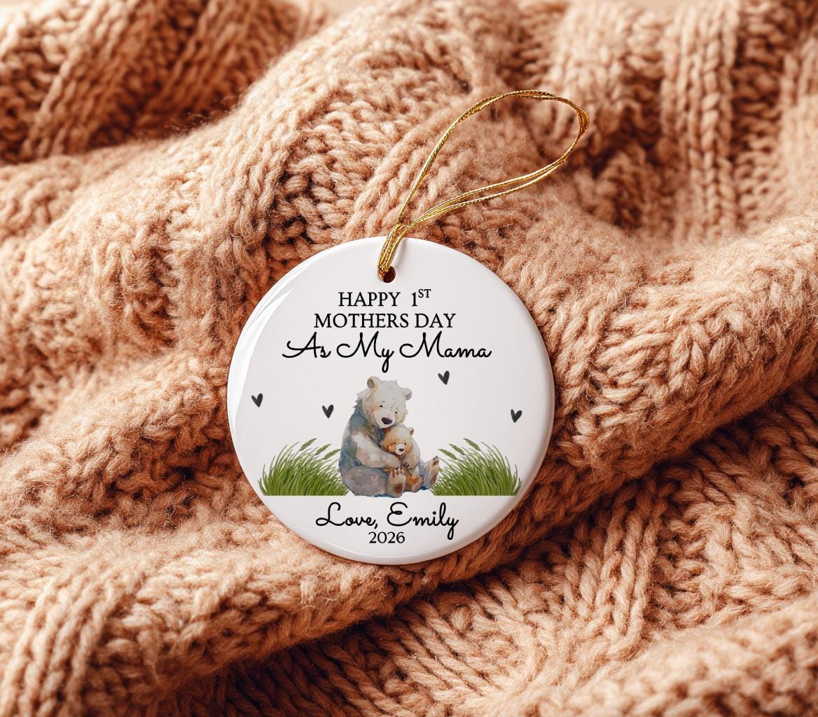 Personalized Mama Bear First Mother's Day Ornament 2026, New Mommy Gift from Baby