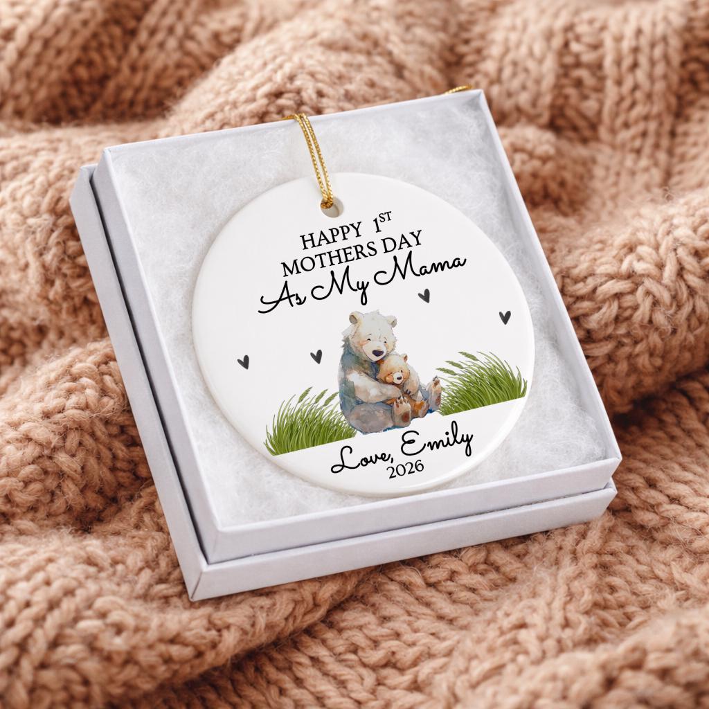 Personalized Mama Bear First Mother's Day Ornament 2026, New Mommy Gift from Baby