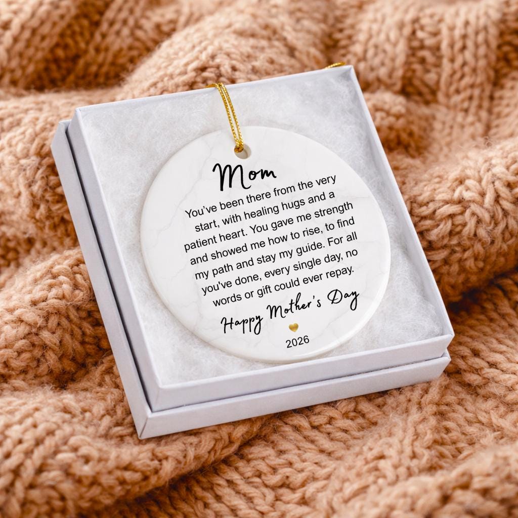 Sentimental Gift for Mom from Daughter, Personalized Poem Ornament, First Mother's Day 2026 Keepsake