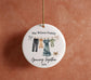 Personalized Twin Pregnancy Announcement Ornament, Family of 4 with Dog, Baby Shower Gift