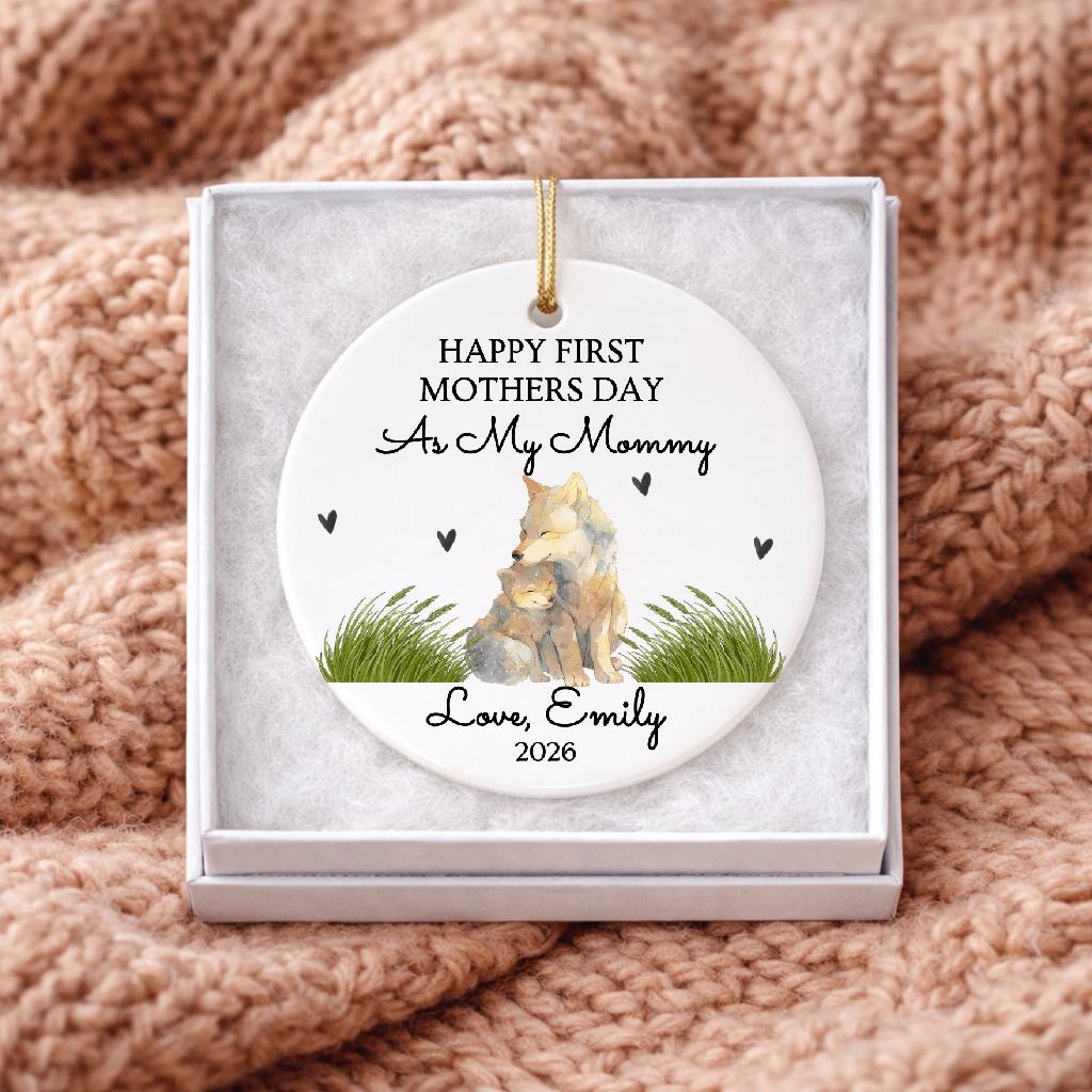 Personalized First Mothers Day Ornament, Mama Wolf Keepsake 2026