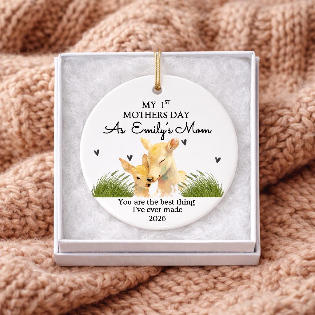 Personalized Deer Mom First Mother's Day Ornament 2026 New Mom Keepsake