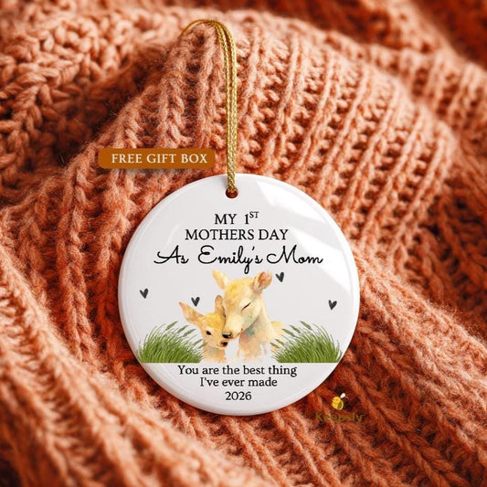 Personalized Deer Mom First Mother's Day Ornament 2026 New Mom Keepsake
