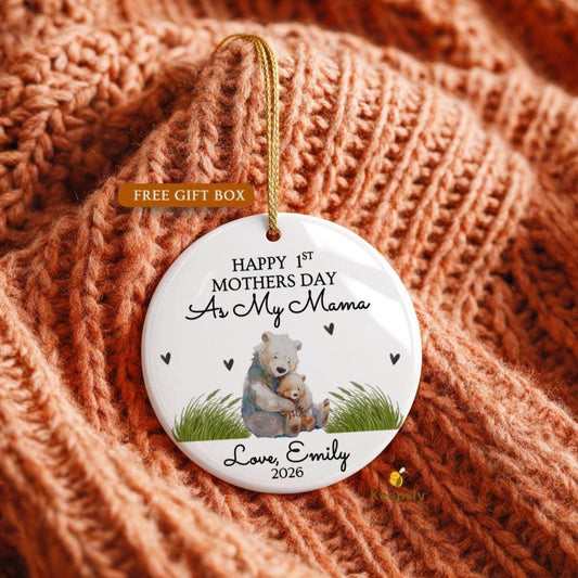 Personalized Mama Bear First Mother's Day Ornament 2026, New Mommy Gift from Baby