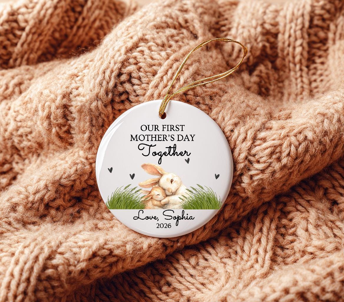 Personalized Bunny Mama First Mothers Day Ornament, Custom Rabbit Keepsake 2026
