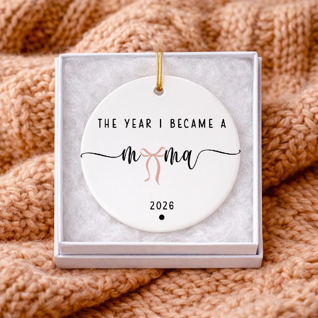 The Year I Became a Mama Ornament, Minimalist First Time Mom Gift