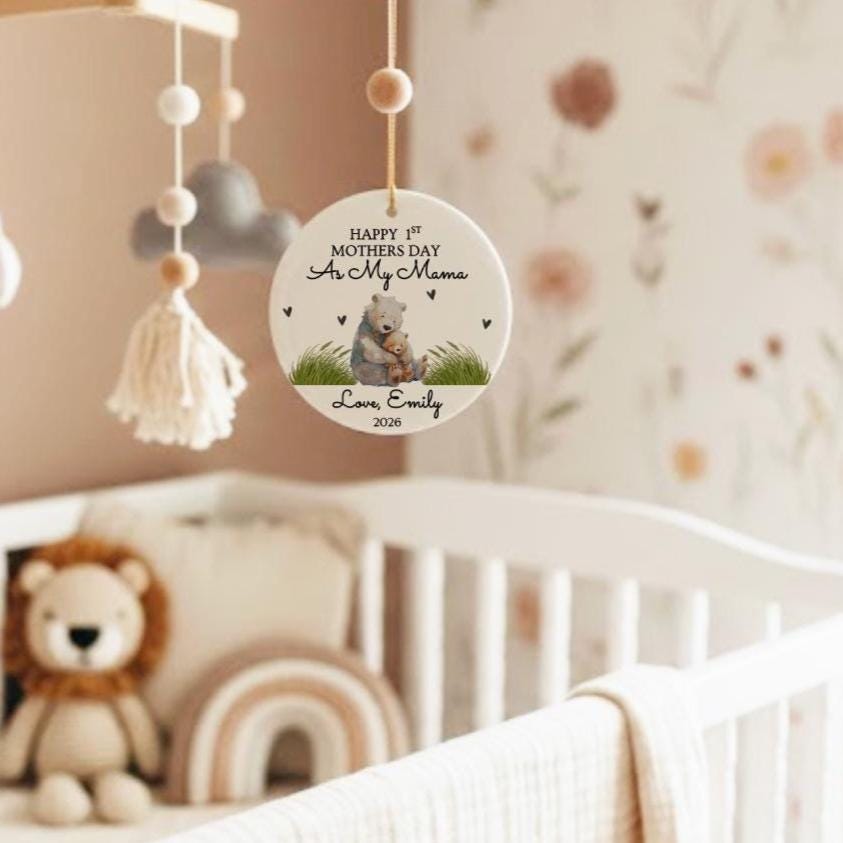 Personalized Mama Bear First Mother's Day Ornament 2026, New Mommy Gift from Baby