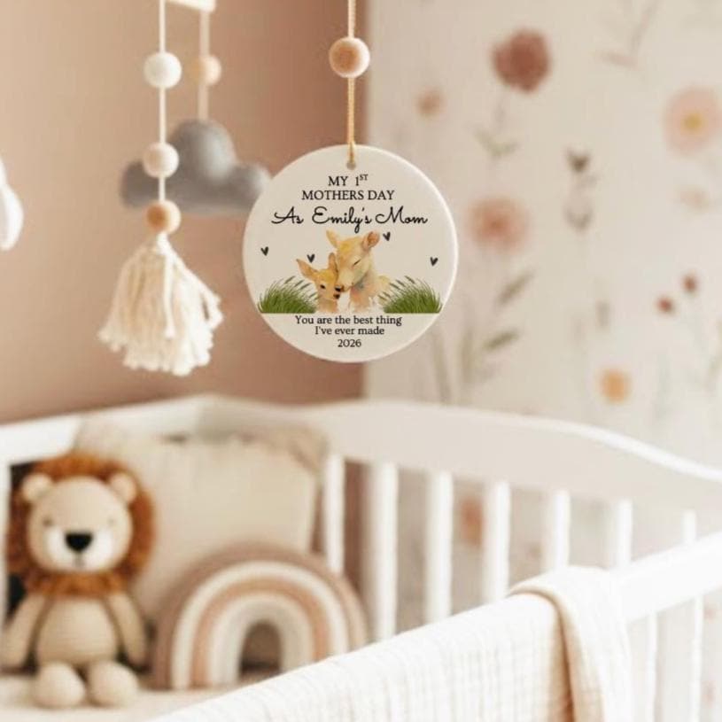 Personalized Deer Mom First Mother's Day Ornament 2026 New Mom Keepsake