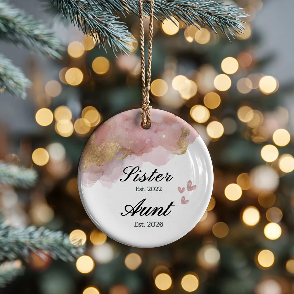 Personalized Sister Auntie Christmas Ornament, Pregnancy Announcement Keepsake Promoted to