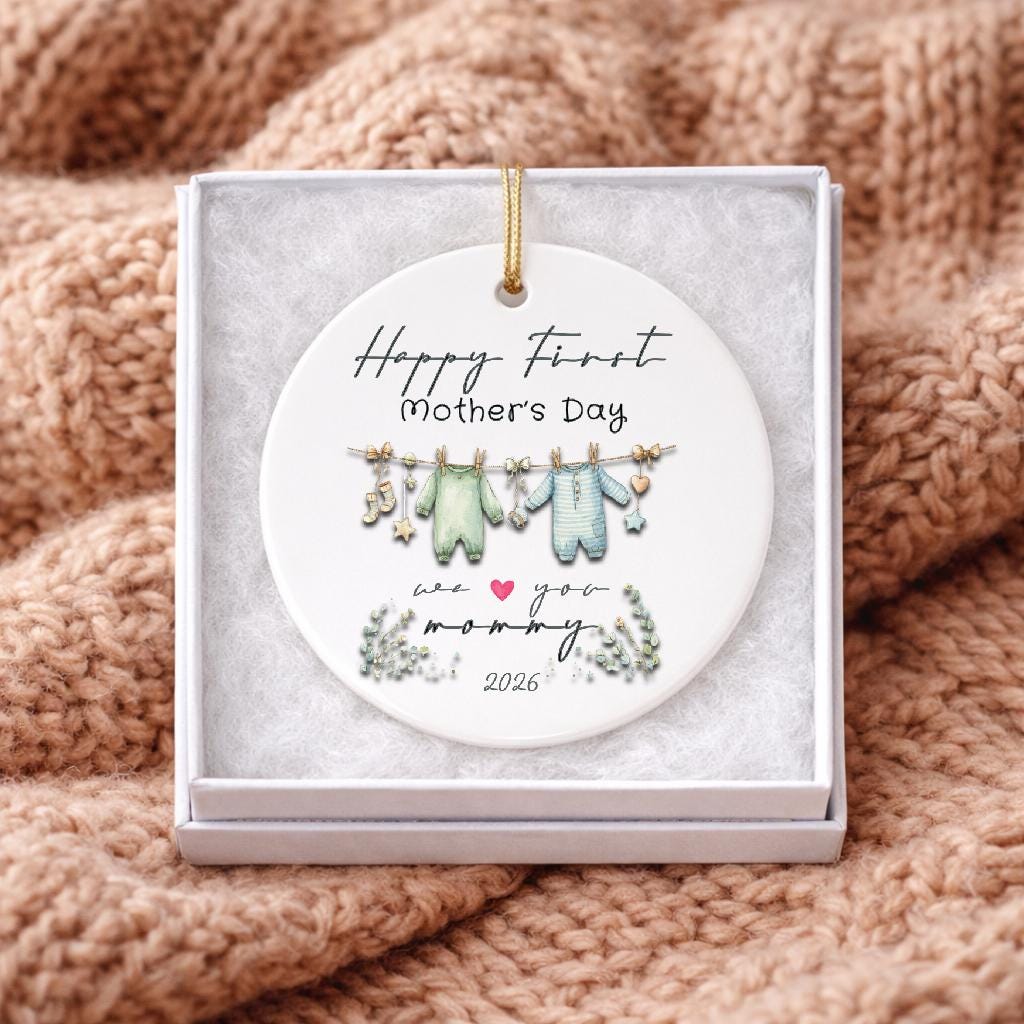 First Mother's Day Twins Mommy Keepsake, New Mom Gift from Husband Bohemian Pregnant Announcement