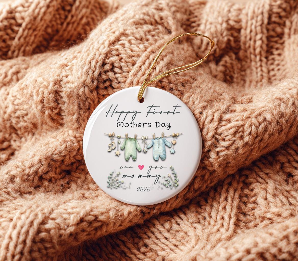 First Mother's Day Twins Mommy Keepsake, New Mom Gift from Husband Bohemian Pregnant Announcement