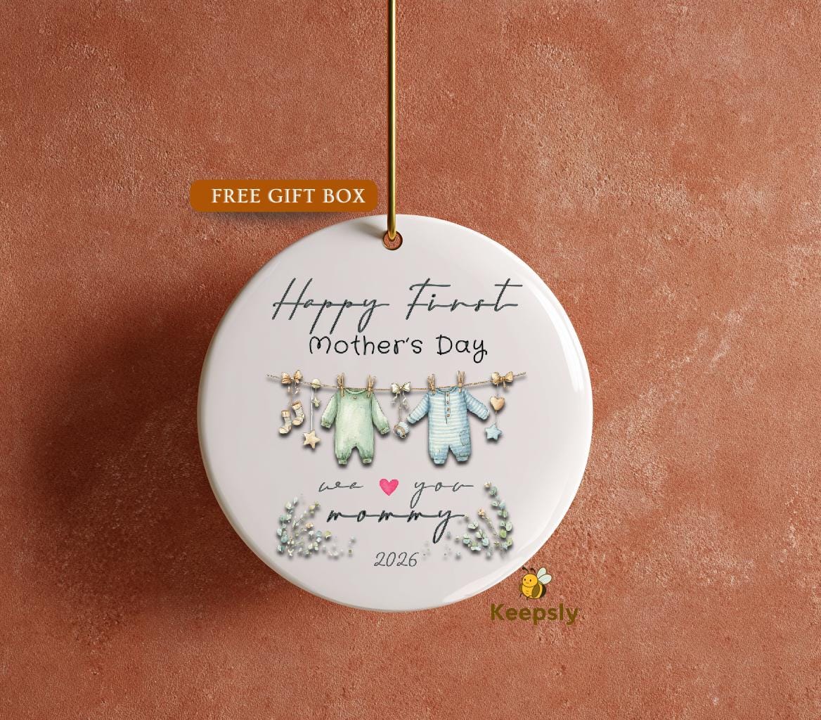 First Mother's Day Twins Mommy Keepsake, New Mom Gift from Husband Bohemian Pregnant Announcement