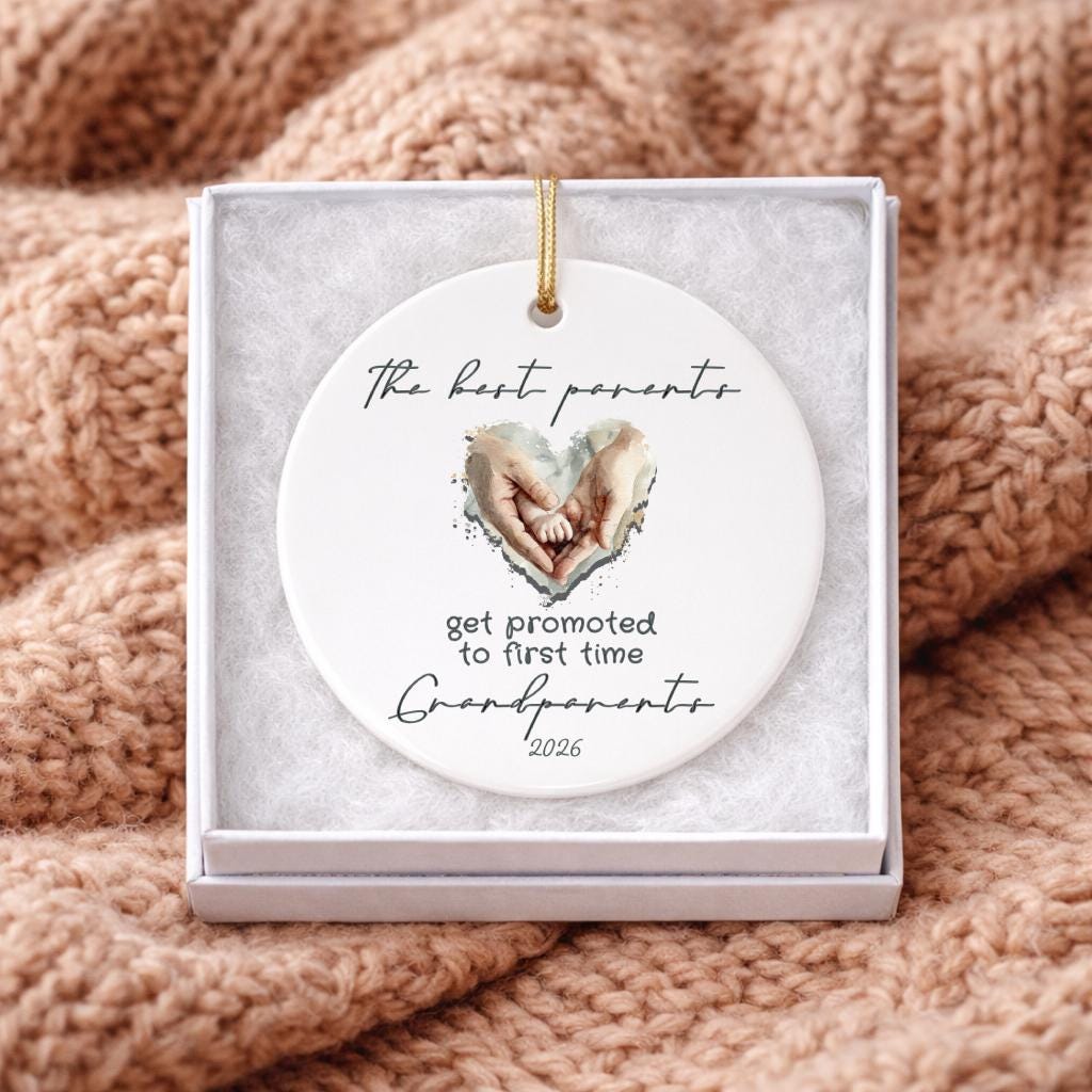 First Time Grandparents Gifts Promoted to Grandma Grandpa Ornament 2026, Grandchild Reveal Keepsake