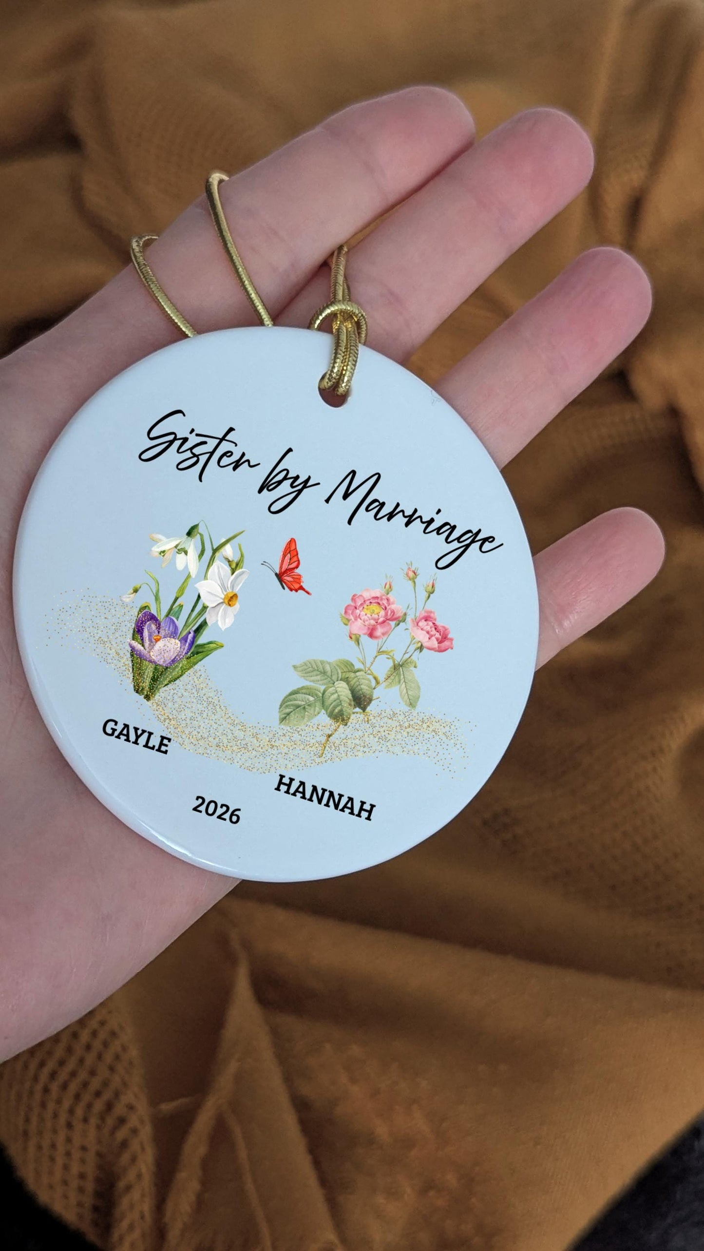Sister in Law Gifts Personalized Future Sister Ornament Birth Month Flower Marriage Keepsake