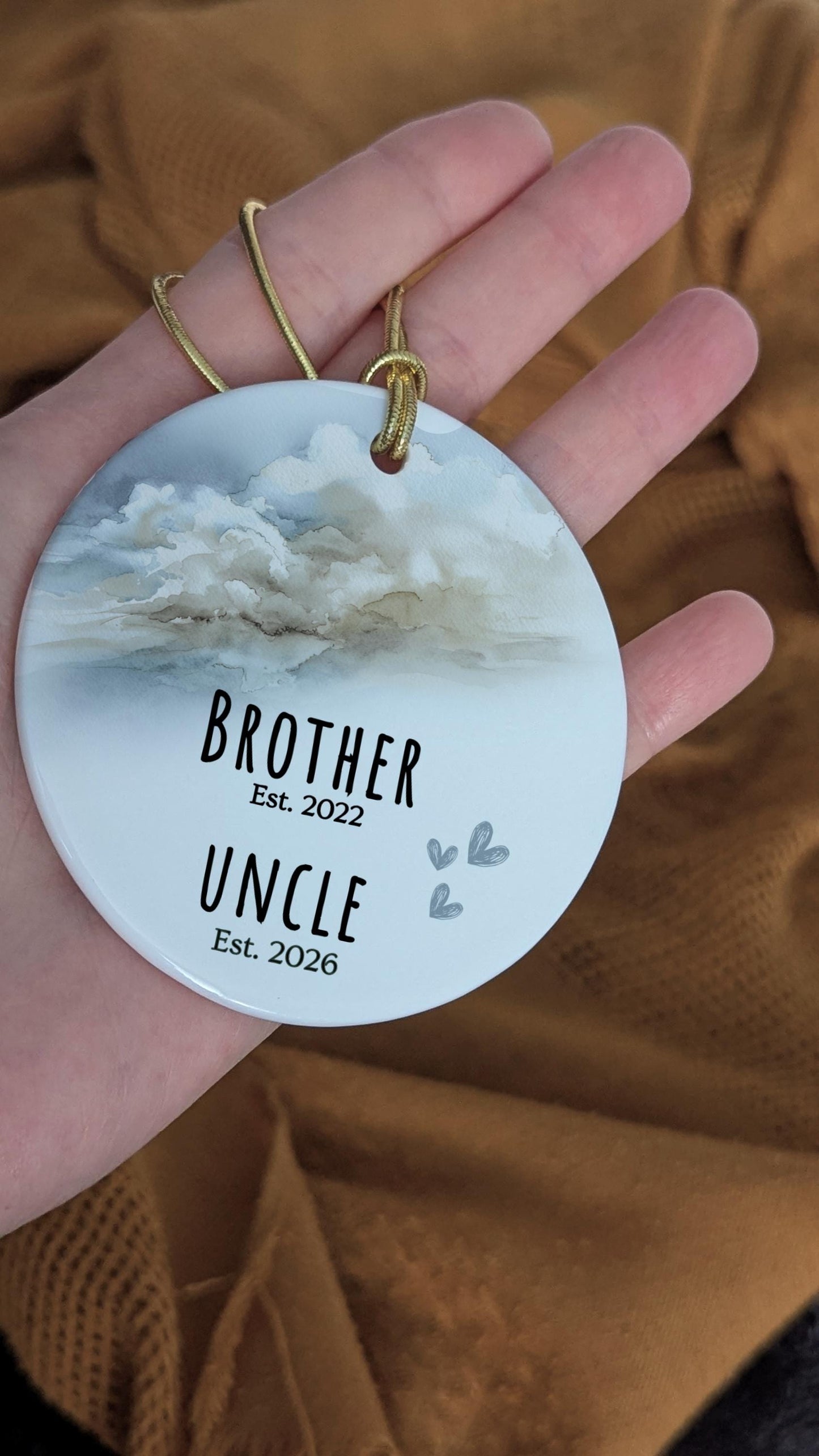 Promoted to Uncle Gifts Baby Coming Ornament Watercolor Clouds Wall Decor