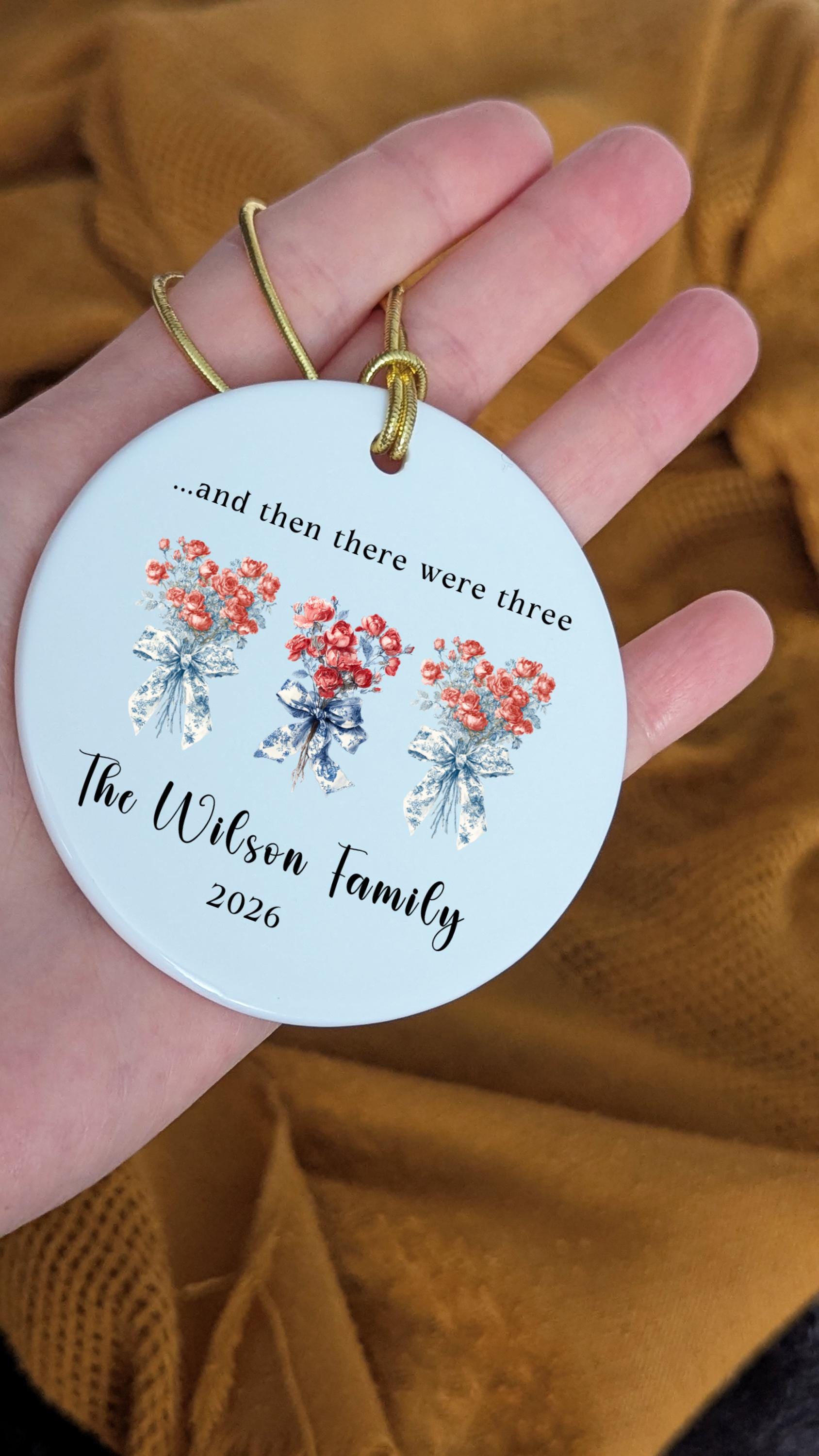 Personalized Family Ornament • Pregnancy Announcement Ornament • Baby Coming Soon Expecting Parents Gift