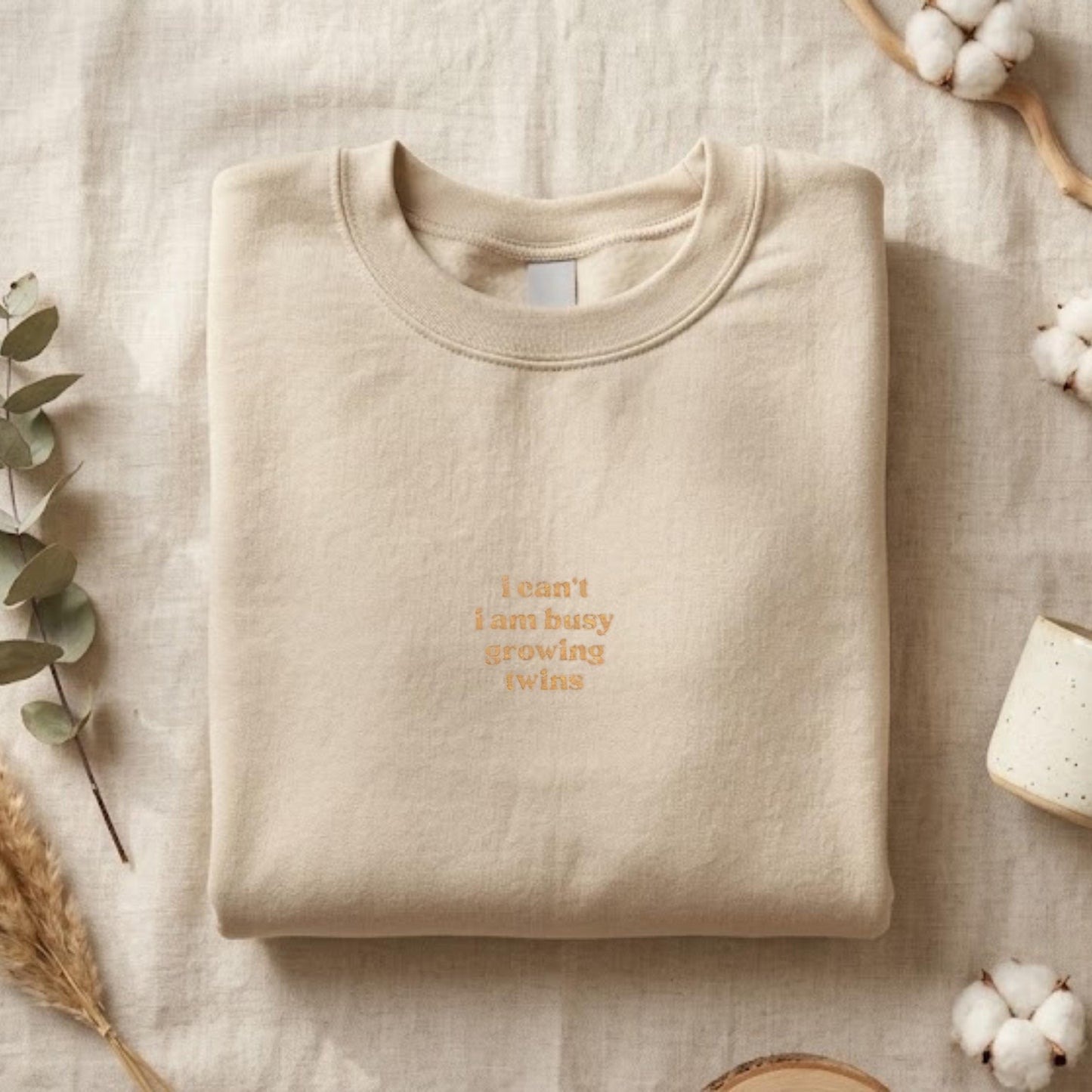 Twins Mom Embroidery Sweatshirt, Twin Pregnancy Announcement, Minimalist Busy Mama Gift